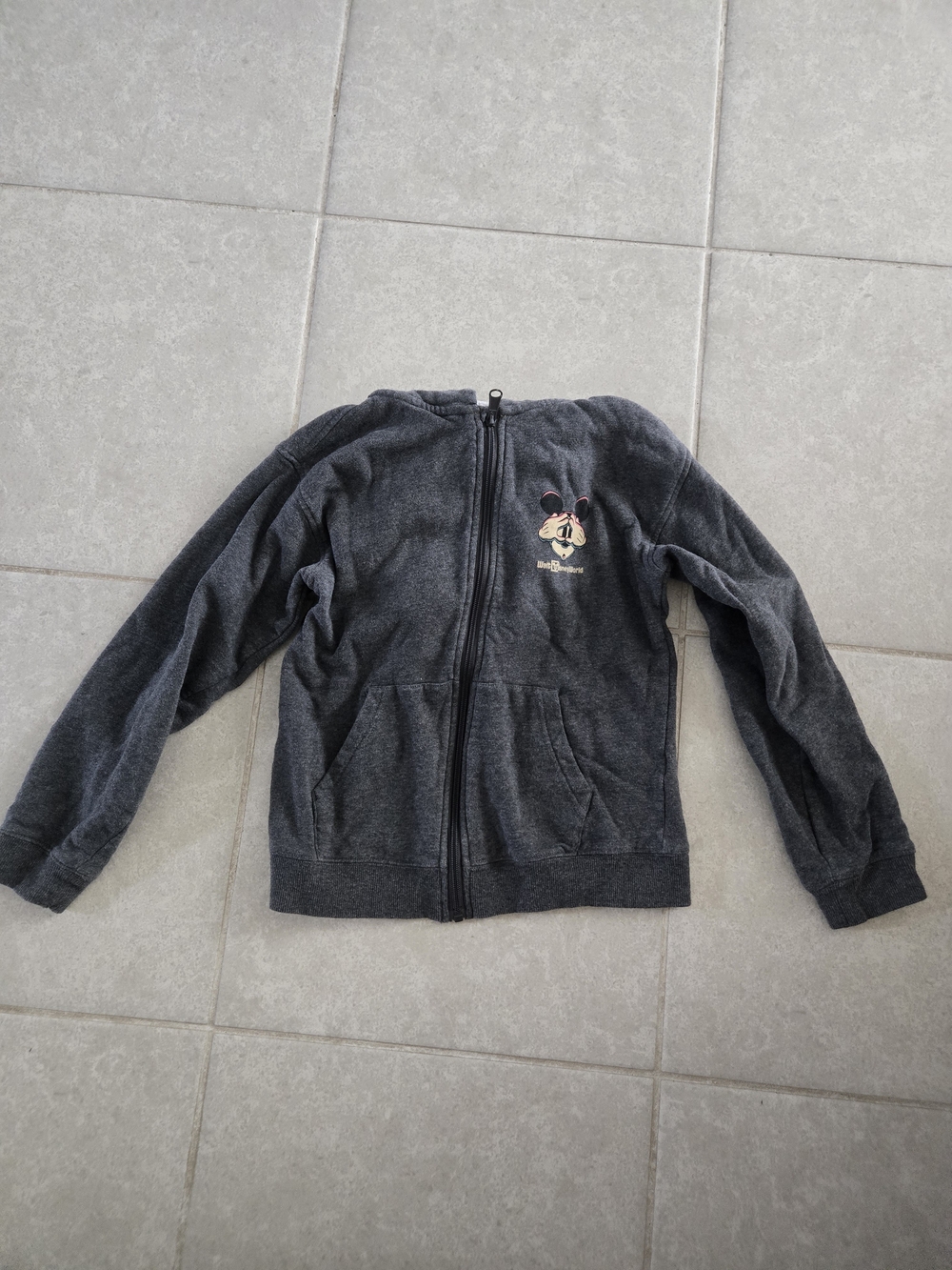 Disney Dark Gray Minnie Mouse Zip Front Hoodie